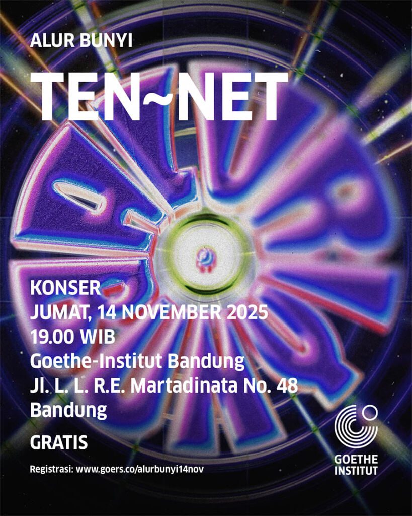 Alur Bunyi 2025, Ten~neT, Indra Perkasa, Firzi O, Goethe-Institut Bandung, Musik Elektronik, Audiovisual, Pertunjukan Imersif, Musik Kontemporer, Bandung Event, Electronic Performance